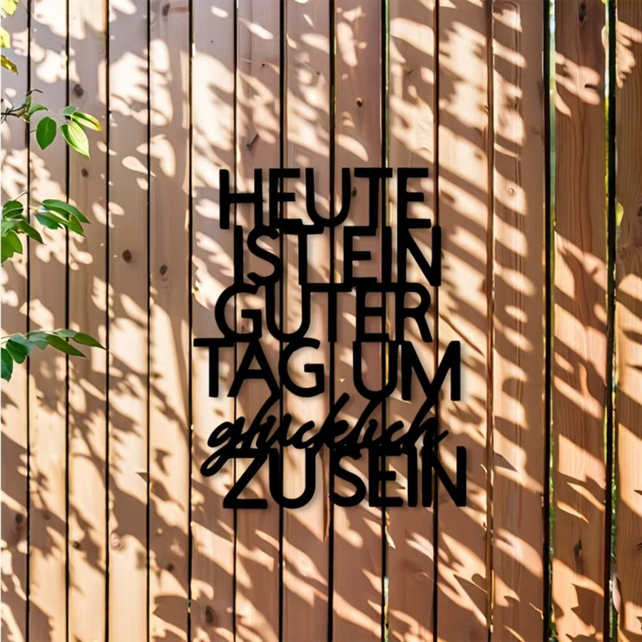CIFBUY Vintage Eisen-Wandkunst Heute ist ein glücklicher Tag in Schwarz, Metall-Wanddekoration mit Typografie für Innen und Außen, Breite: 20,32 cm, Höhe: 20,32 cm, Tiefe: 1,0 cm - Bild 3