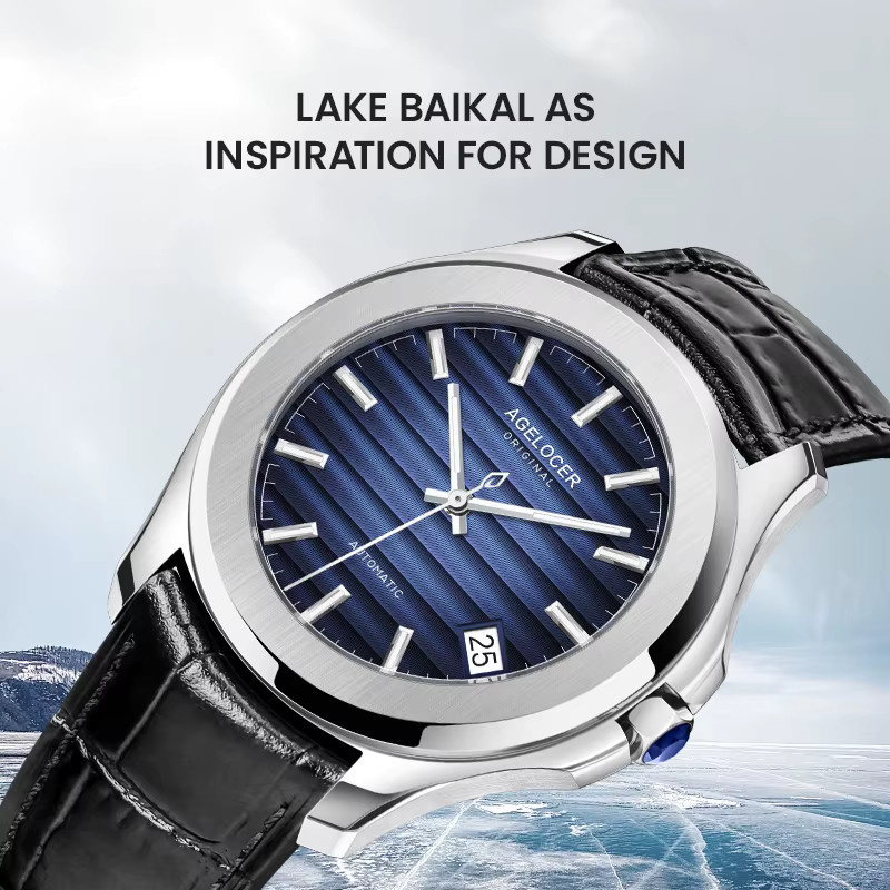 AGELOCER Armbanduhr, Automatik, Edelstahl, Blau, Leder, Herren - Bild 2