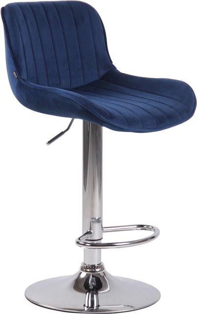 TPFLiving Barhocker Lento in Blau mit Samtbezug und Chromoptik Metallgestell - Bild 1