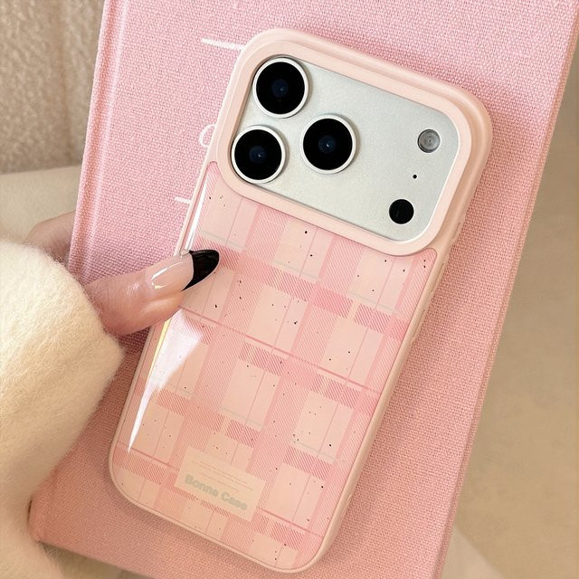 Stoßfeste Schutzhülle MUQGEW für iPhone 17 Air 16 15 14 13 Pro Max Plus mit rosa Gitter Muster und Splash-Tinte Design - Bild 1