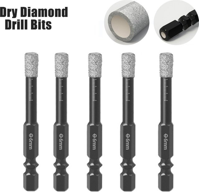 5 Stück Diamant-Lochsägenschneider Set mit 6 mm Sechskantgriff für Marmor, Granit, Keramik, Glas und Fliesen - Bild 1