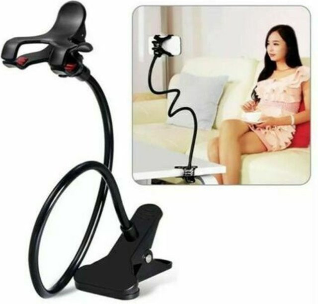 Flexibler 360 Grad Clip Handyhalter für Schreibtisch und Bett in Pink - Bild 1