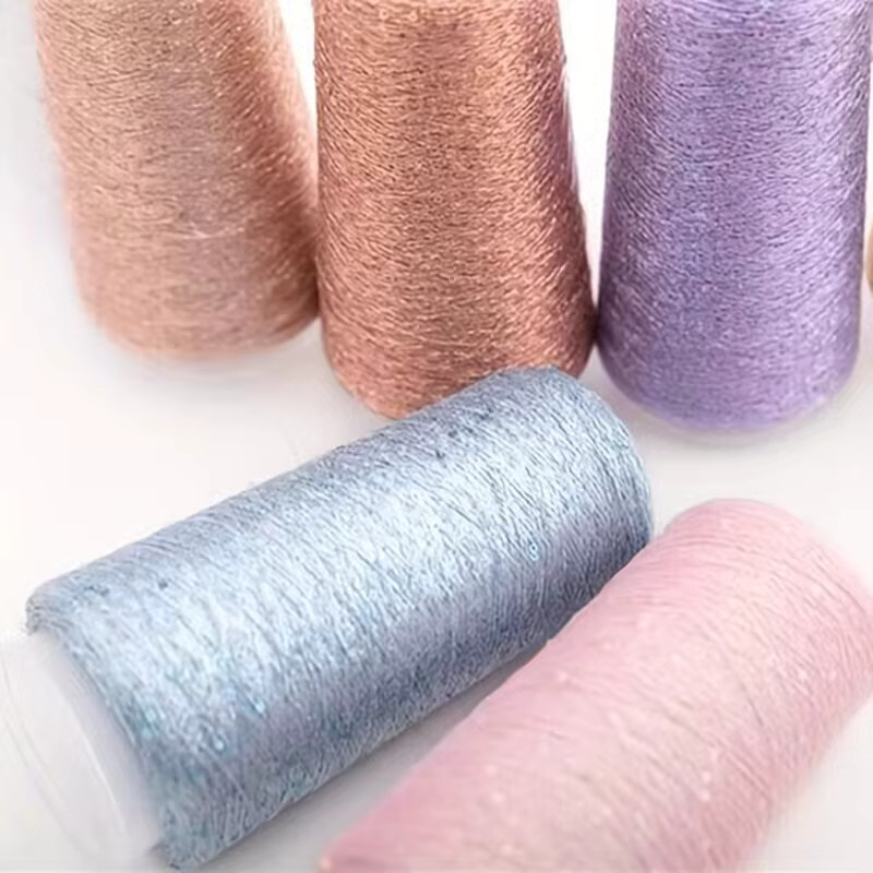 COOMAMUU Metallic-Strickgarn in Mehrfarbig mit Silber und Gold, 50 g Paillettengarn für DIY-Projekte und Blumenverpackungen - Bild 3