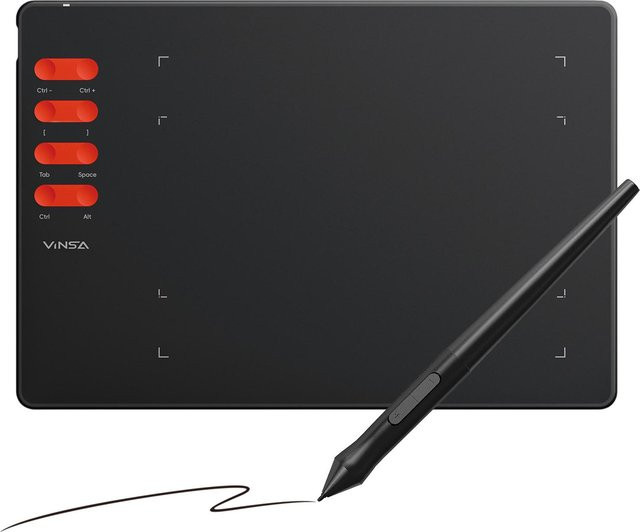 TOMTOP JMS Digitales Grafiktablett in Schwarz mit 16384 Druckstufen und 8 Hotkeys, Breite: 19,3 cm, Tiefe: 14,2 cm - Bild 1