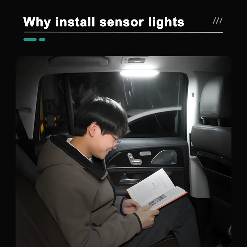 SEAMETAL LED Sensorleuchte für das Auto, wiederaufladbare USB-C Lichtleiste mit Bewegungssensor und 3-farbiger RGB-Umschaltfunktion, Farbe: Weiß - Bild 3