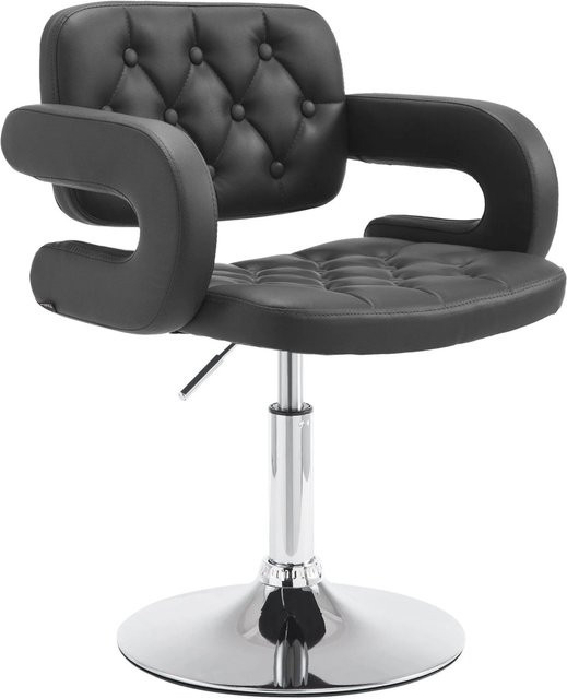 DELUKE Lounger Sessel TURKU Clubsessel aus Kunstleder in Schwarz mit Metallgestell B: 62 cm, T: 55 cm, H: 76 cm - Bild 1