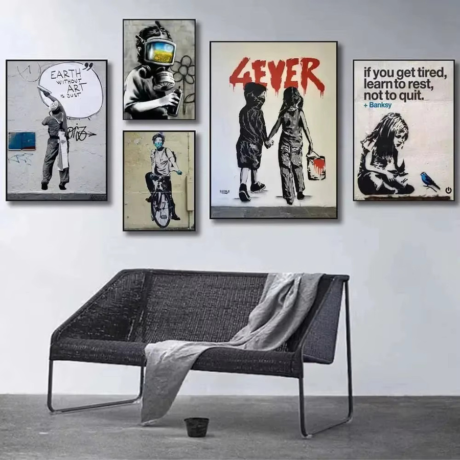 Potdemiel Graffiti-Kunst Wandbild Banksy Minimalistischer Leinwanddruck Abstract Multicolour für deine moderne Wohnungsdekoration - Bild 2