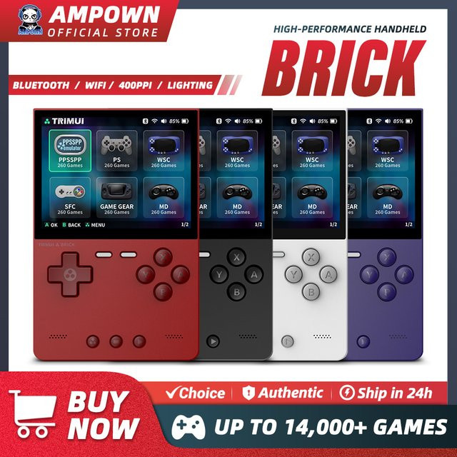 TRIMUI BRICK Handheld-Spielekonsole mit 3,2 Zoll IPS-Bildschirm, Linux-System, Crossmix OS und Metall-Rückwand in Purple - Bild 1