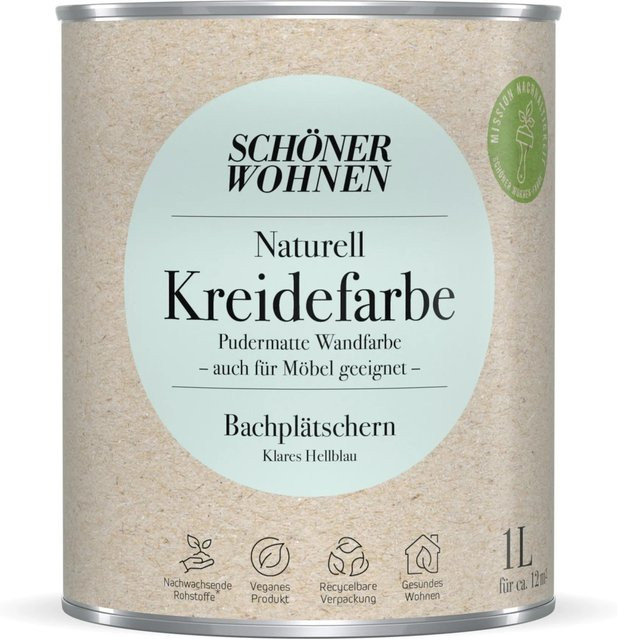 Schöner Wohnen Kreidefarbe Naturell Bachplätschern in Beige und Blau - Bild 1