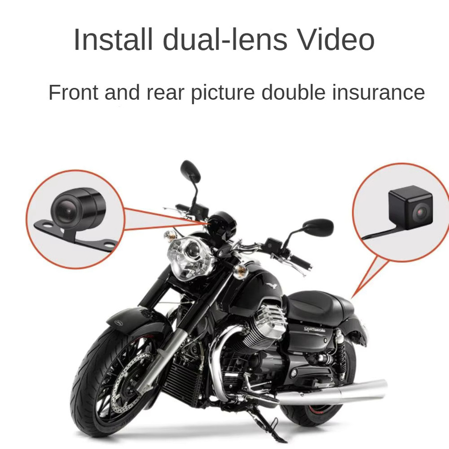 Bytelike Motorrad Dashcam in Schwarz mit 3,0 Zoll Display, 720P Dual Kamera vorne und hinten, wasserdicht, inklusive Kabel und Fernbedienung, ohne Speicherkarte - Bild 5