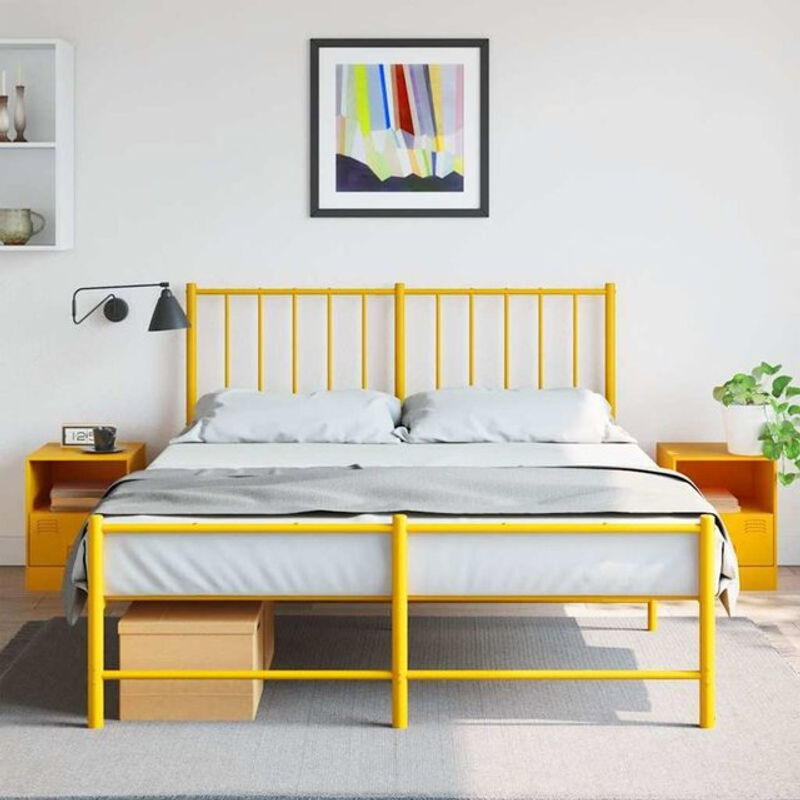 Set aus 2 modernen Nachttischen von Vidaxl aus Stahl in Gelb, B/T/H: 34,5 x 39 x 44 cm - Bild 1