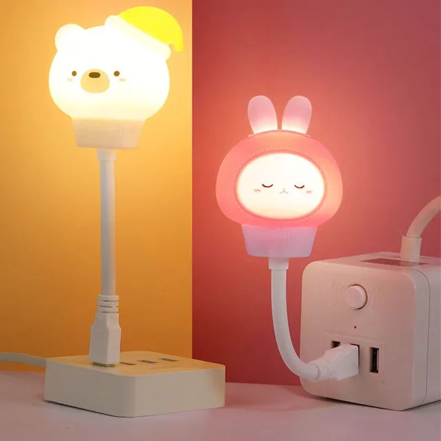 LED Nachtlicht aus Silikon für Kinderzimmer mit USB-Anschluss in Weiß - Bild 1