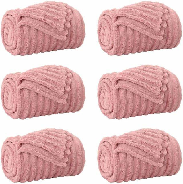 6er-Set vidaXL Wohndecken aus Fleece in Rosa, B/B: 240 x 220 cm - Bild 1
