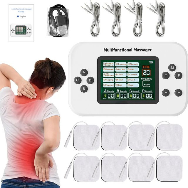 Raiuleko TENS Niederfrequenz-Massagegerät mit 12 Modi, EMS Muskelstimulator und elektrischem Pulsmassagegerät zur Entspannung in Weiß - Bild 1
