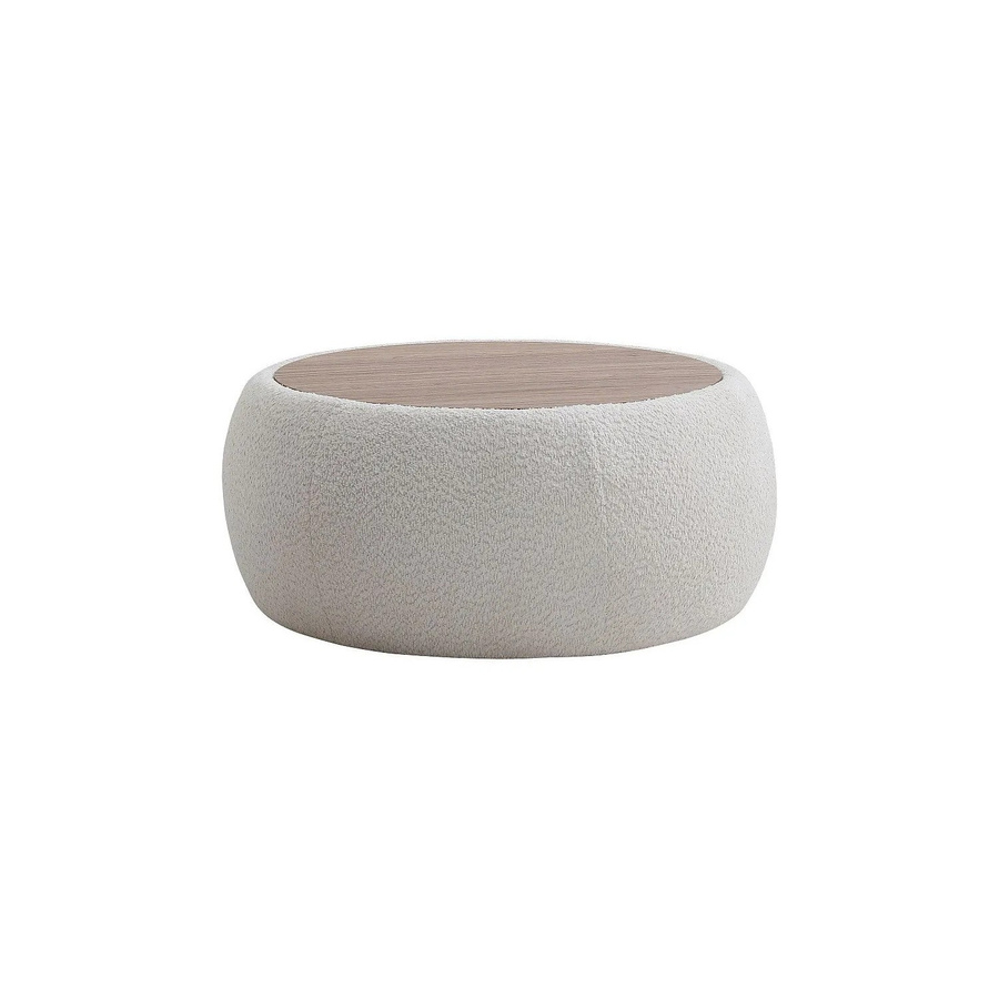 Vente-unique Couchtisch Sorieli in Weiß mit Bouclé-Stoff, B/T/H: 85 x 85 x 37 cm - Bild 2