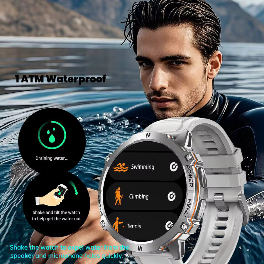LEADOYS Smartwatch, Edelstahl, Silikon, Schwarz - Bild 4