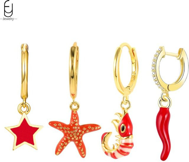 YUXINTOME Ohrringe, 925 Silber, Seestern, Garnele, Emaille, Damen - Bild 1