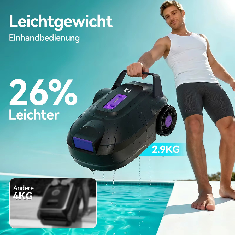 Kabelloser Roboter-Poolreiniger Redkey S200 in Orange mit wiederaufladbarem Lithium-Akku für Fliesen, PVC, Mosaik und Zement - Bild 7