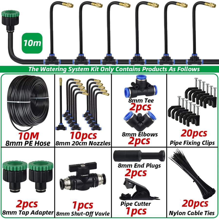 SPRYCLE Terrassennebel-Kühlsystem DIY Set mit 8-mm-Schlauch und Sprühgerät in Schwarz für Garten und Bewässerung - Bild 5