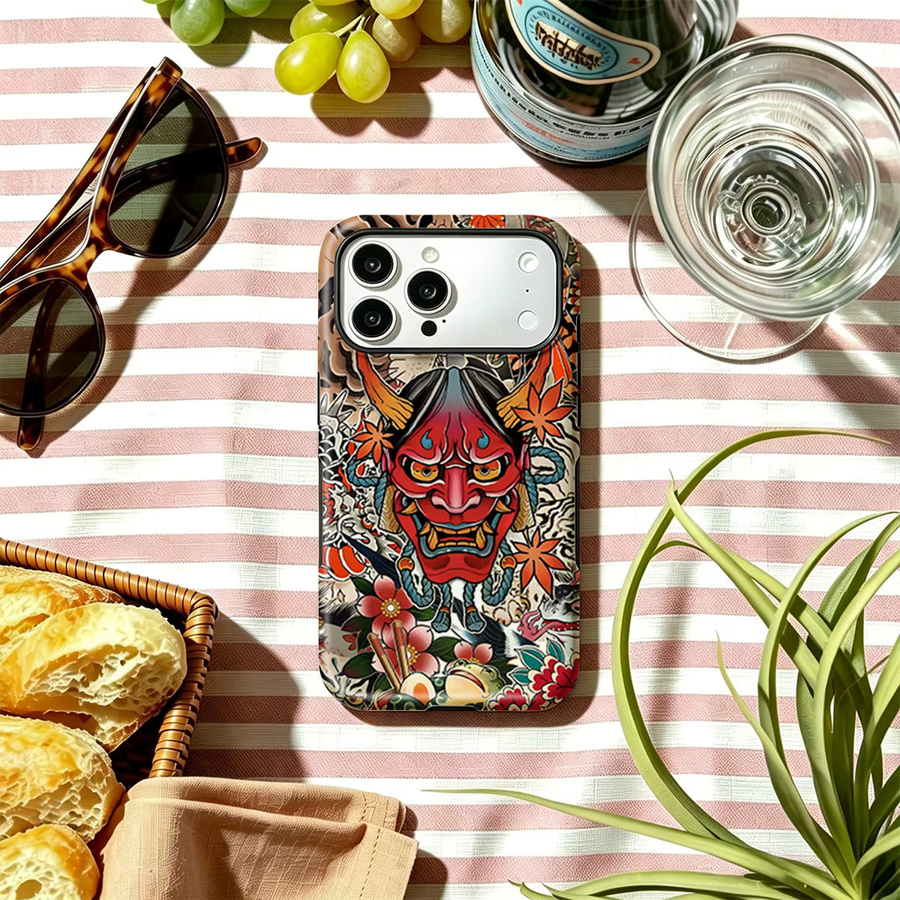 Japanisches Tattoo-Design Schutzhülle für Apple iPhone 17 16 15 Pro Max aus TPU in Multicolour mit kratzfestem Rand und erhöhtem Displayrand - Bild 4