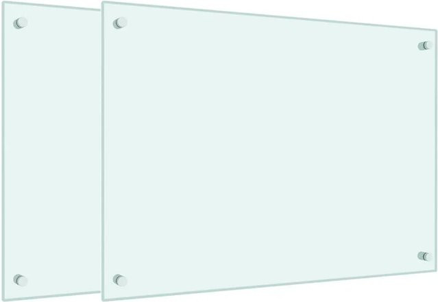 vidaXL Küchenrückwände aus Hartglas, 2 Stück, Weiß, B: 70 cm, H: 50 cm - Bild 1