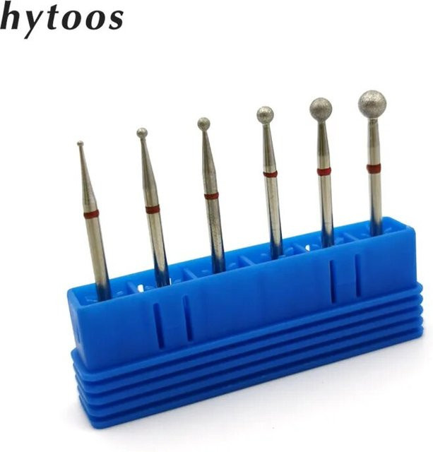 HYTOOS Nagel Bohrer Bits, 6er Set, Diamant Ball, Feine Körnung - Bild 1