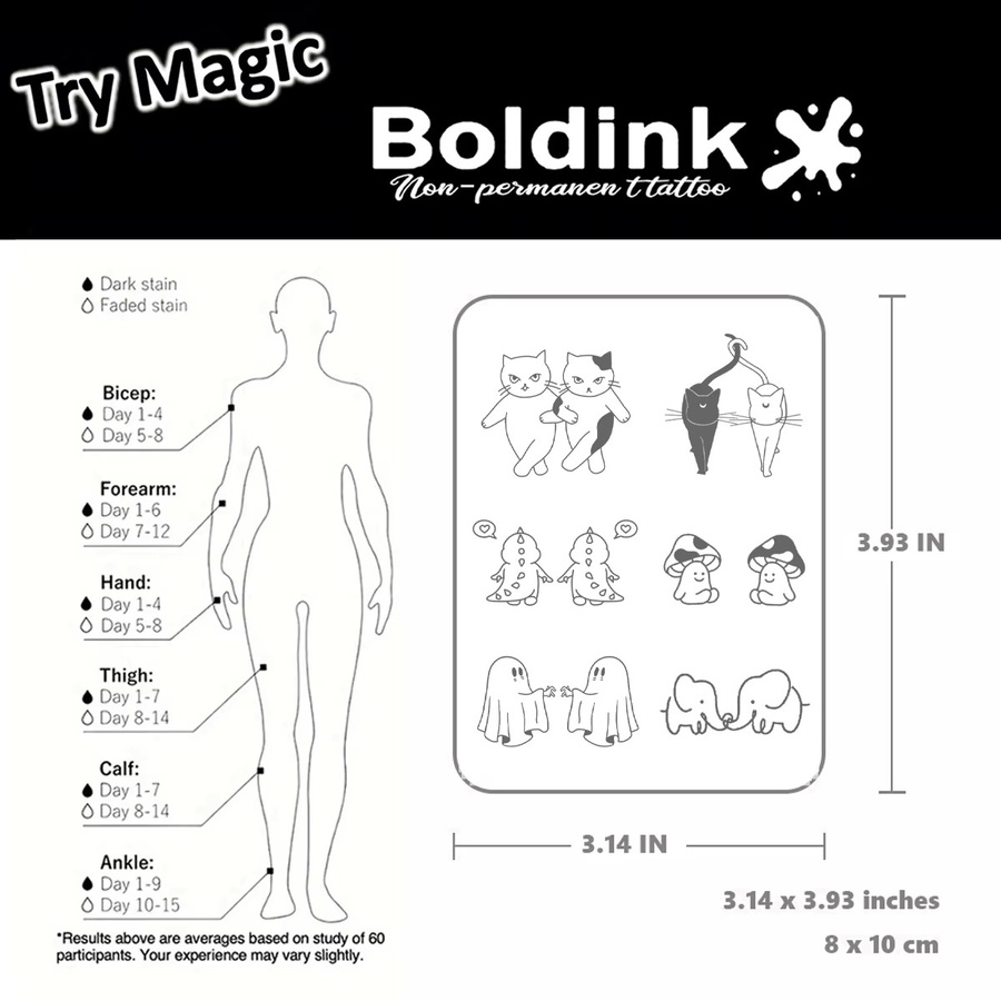 Boldink Duo-Charakter-Set, temporäres Tattoo, wasserfest, semi-permanent - Bild 2