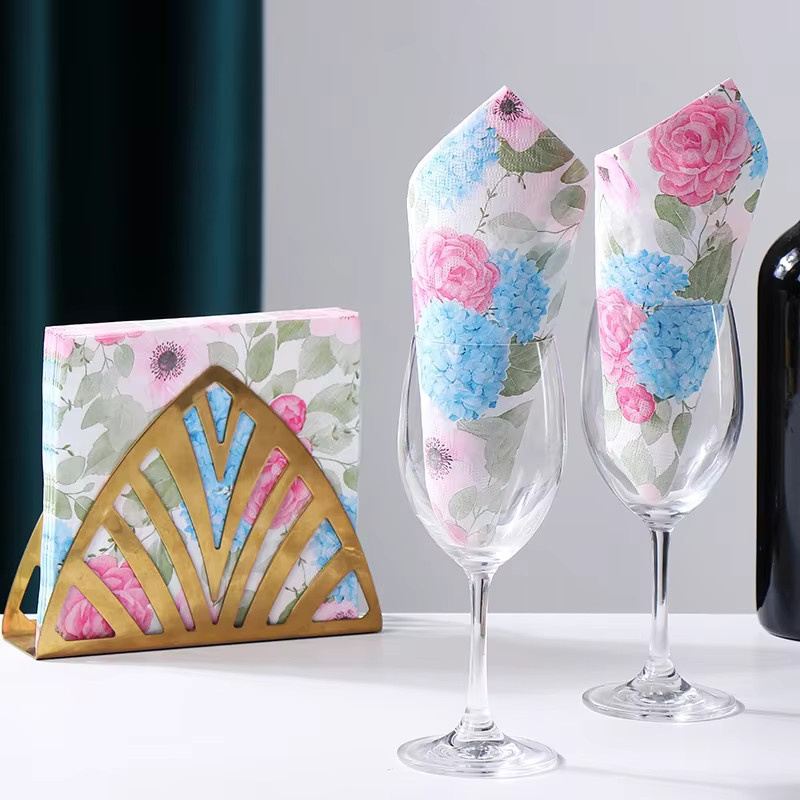 GUANYAO 20er Set Bunte Hortensien Bedruckte Papierservietten aus Reinem Holzzellstoff für Hochzeit und Party, Mehrfarbig - Bild 4