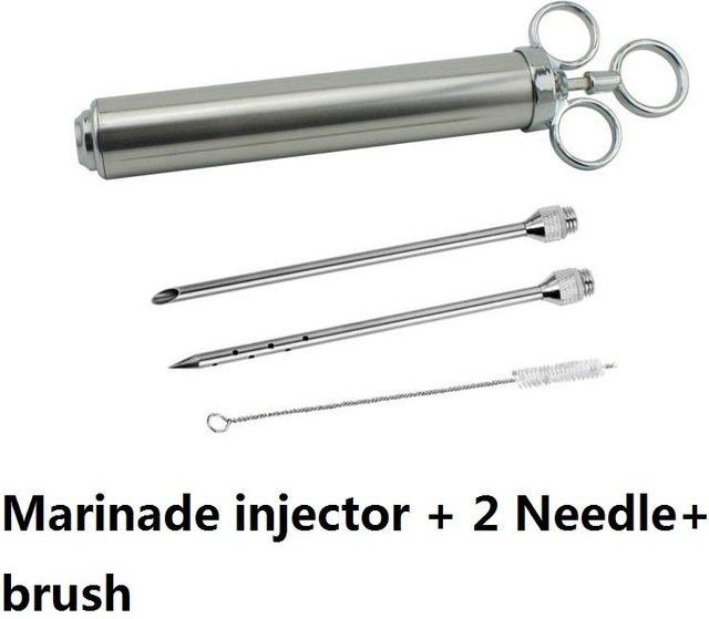 Bestbags Fleisch Marinade Injektor Kit aus Edelstahl in Silber mit 2 professionellen Nadeln und Bürste, Fassungsvermögen: 1/2 Tasse - Bild 1