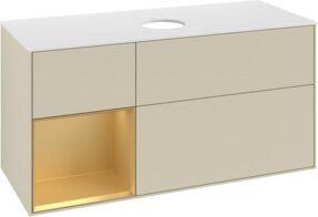 V&B Waschtischunterschrank Finion in Silber mit Goldgriffen, Breite: 120 cm, Tiefe: 50,1 cm, Höhe: 50,1 cm - Bild 1