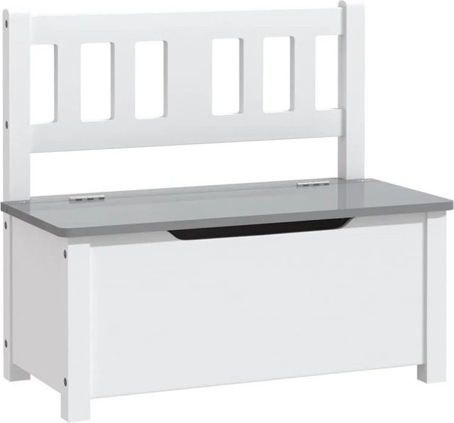 vidaXL Kinderbank mit Stauraum in Weiß und Grau, B/T/H: 60 x 30 x 55 cm - Bild 1