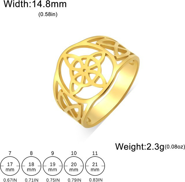 Ring Edelstahl, Gold, Hexenknoten, Unisex - Bild 1