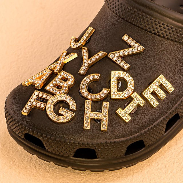 Schuhanhänger Alphabet, Gold Metall, Damen - Bild 1