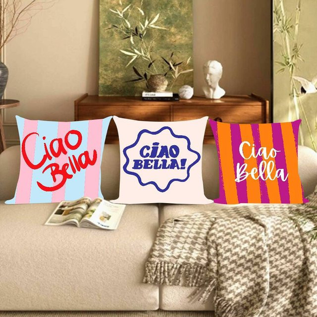 Ciao BELLAs Italy Dekorativer Kissenbezug im Retro-Design, quadratisch, Breite: 30 cm, Höhe: 30 cm - Bild 1