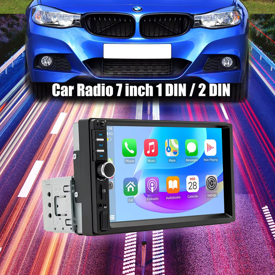 ESSGOO Universal Autoradio mit 7 Zoll HD-Touchscreen, Carplay, Android Auto, Bluetooth, FM, TF, USB, AUX und Mirror Link in Schwarz - Bild 2