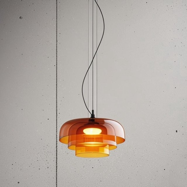 ZYZAO LED Pendelleuchte aus Glas und Metall in Orange und Transparent für das Esszimmer - Bild 1
