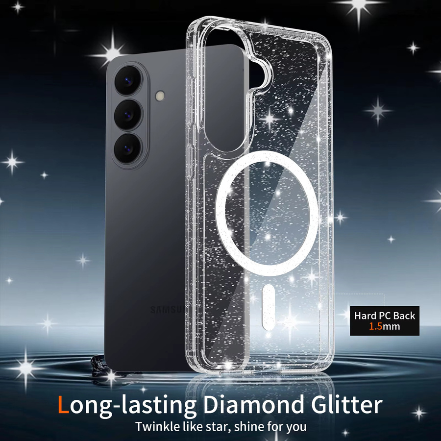 Glitzernde und transparente MagSafe Handyhülle für Samsung Galaxy S26 Ultra S25 Plus S24 S23 5G, vergilbungsfreie und schlanke Schutzhülle - Bild 4