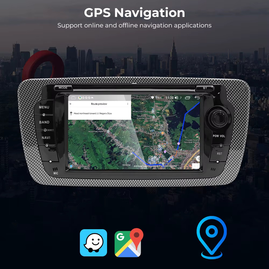 Gearelec GPS-Autoradio für Seat Ibiza 6J 2009–2013 mit 7 Zoll Display, Android 14, CarPlay, Android Auto und WLAN in Schwarz - Bild 4