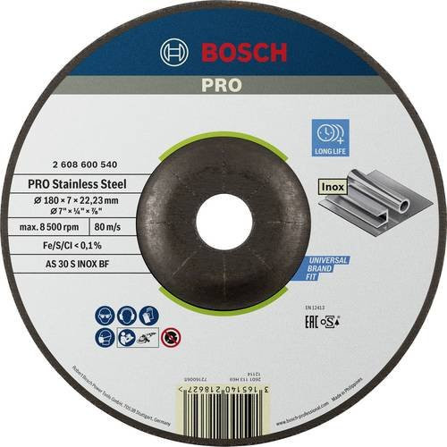 Bosch Schruppscheibe gekröpft für Stahl, Durchmesser: 180 mm, Schwarz - Bild 1