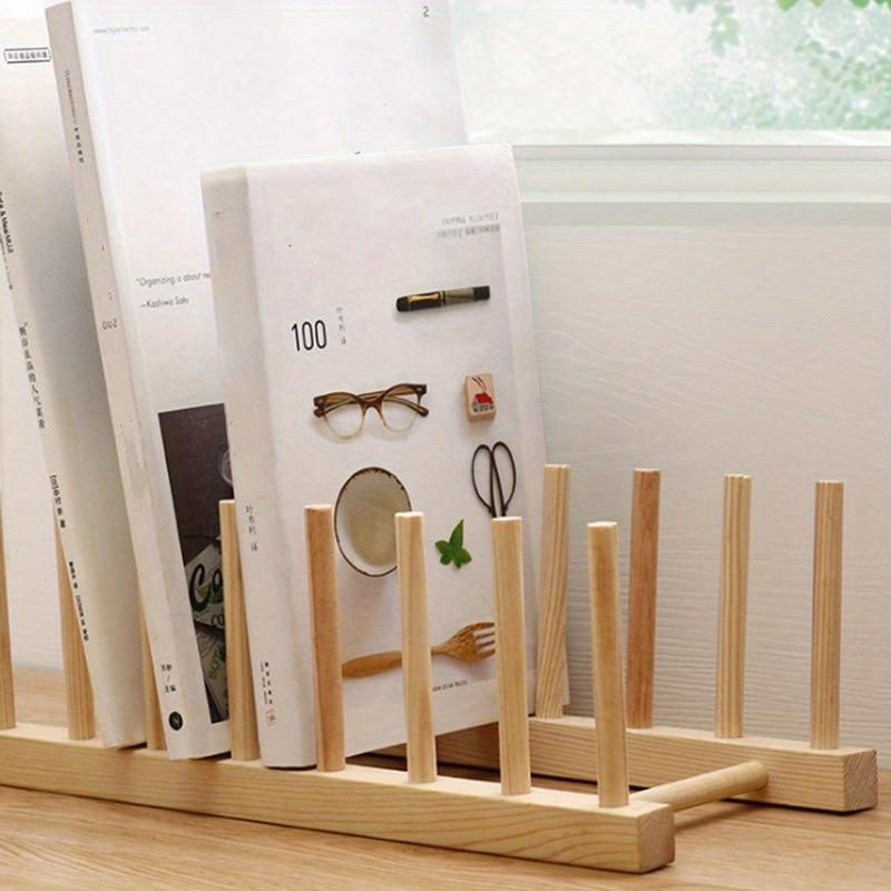 SZwatch Multifunktionales Bücherregal aus Bambus und Holz in Braun und Beige, Tragbarer Buchständer für Schreibtisch oder Nachttisch - Bild 2