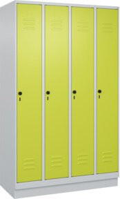 C+P Spind Classic PLUS Garderobenschrank mit Sockel, 4 Abteile, Sicherheits-Drehriegel, 3 Garderobenhaken, Farbe: Grau/Grün, H x B x T: 195 x 120 x 50 cm - Bild 1