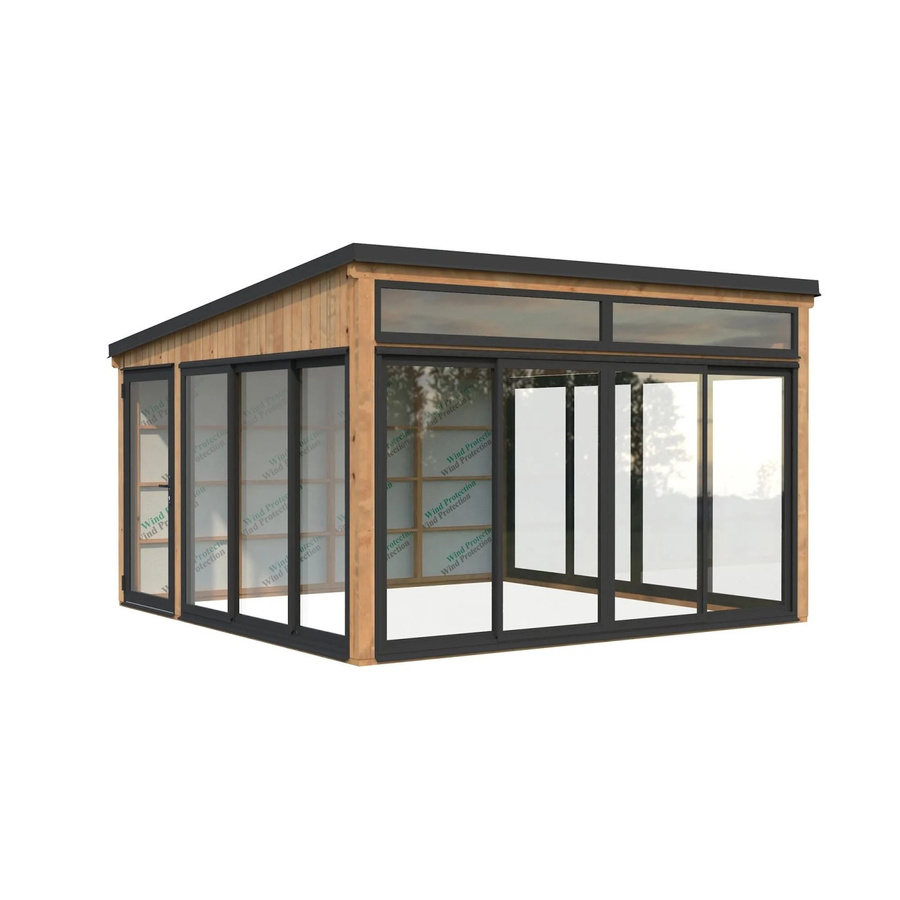 Palmako Holz-Gartenhaus Saga Slide Pultdach aus Fichte in Braun, B/T: 420 x 420 cm - Bild 2