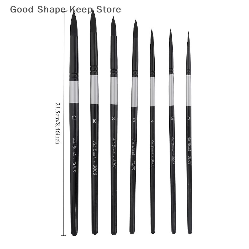7-teiliges Kunstpinsel-Set für Anfänger mit Holzgriff in Schwarz, runde Pinsel mit spitzen Spitzen für Gouache und Wasserfarben - Bild 5