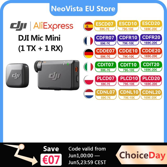 DJI Mic Mini Drahtloses Mikrofon Schwarz (1 TX + 1 RX) mit Bluetooth-Verbindung - Bild 1