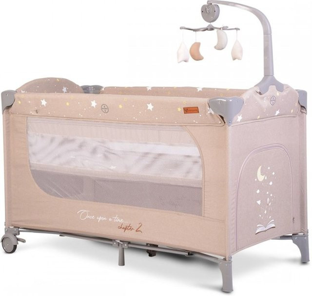 Cangaroo Reisebett Once upon a time mit 2 Ebenen, Seiteneingang, Matratze und Mobile in Beige - Bild 1