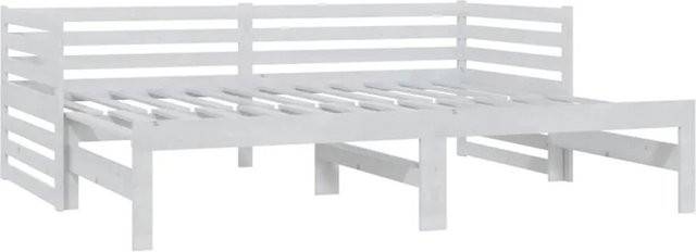 vidaXL Ausziehbares Tagesbett aus Massivholz Kiefer in Weiß mit Schublade und PU-Schaumstoff, B/T/H: 185,0 x 80–90 x 203,5 cm - Bild 1