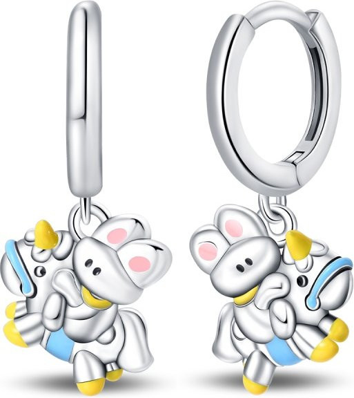 Creolen 925 Silber, Karussell-Anhänger, Damen - Bild 1