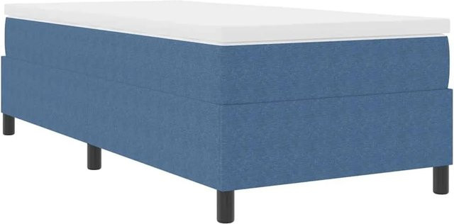 vidaXL Boxspringbett aus Cordstoff in Blau und Weiß mit Taschenfederkern, B/T: 90 x 200 cm - Bild 1