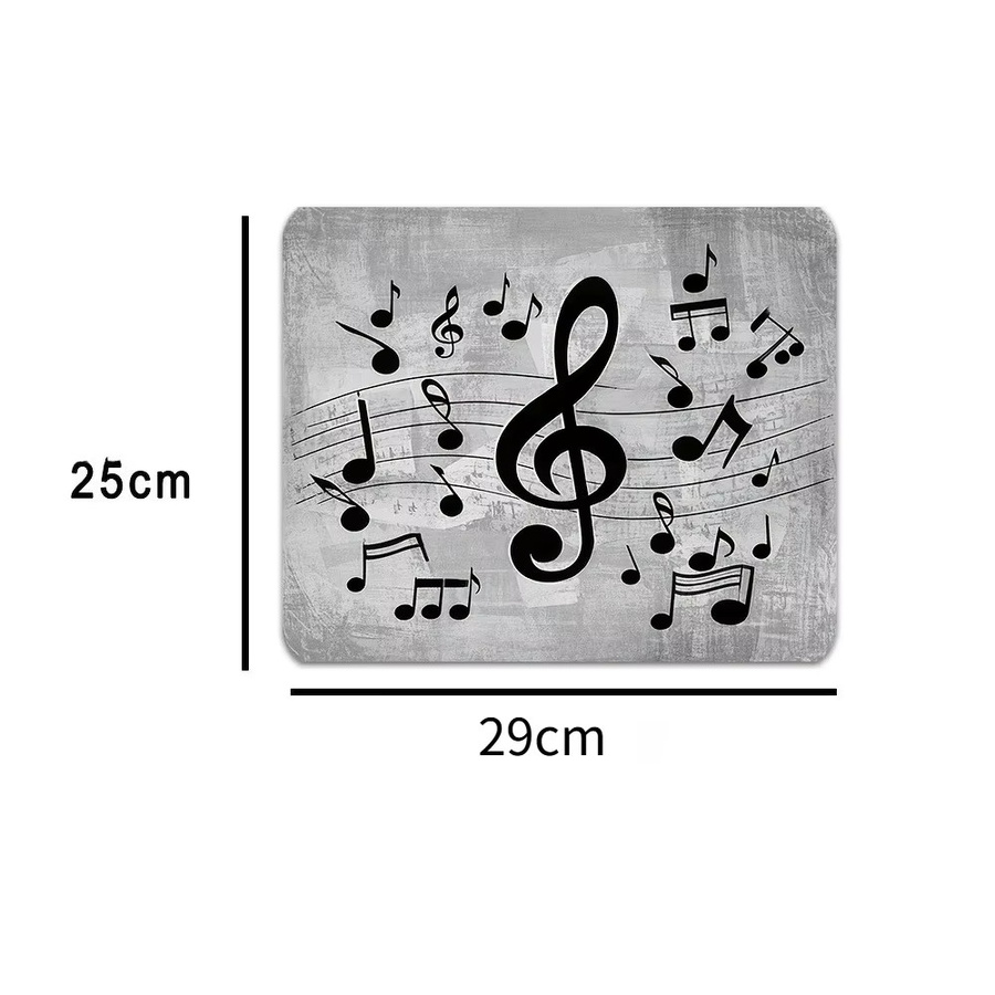 Gummi-Mauspad mit Musiknoten-Muster in Grau als Gaming-Schreibtischunterlage für Büro und Studio - Bild 3