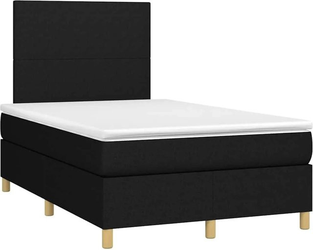 vidaXL Boxspringbett mit Matratze und LED-Unterbettbeleuchtung in Schwarz, Hybrid-Bett mit USB-Ladeport und Taschenfederkern, B/T: 120 x 190 cm - Bild 1